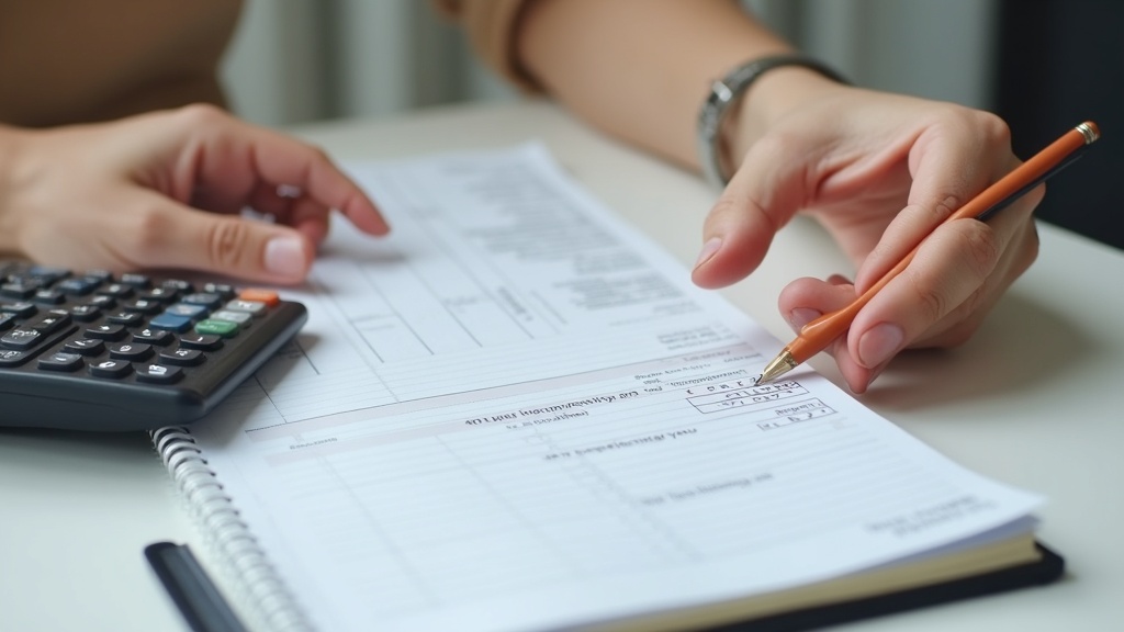 Hands reviewing a bank statement to cancel unused subscriptions and reduce monthly bills
