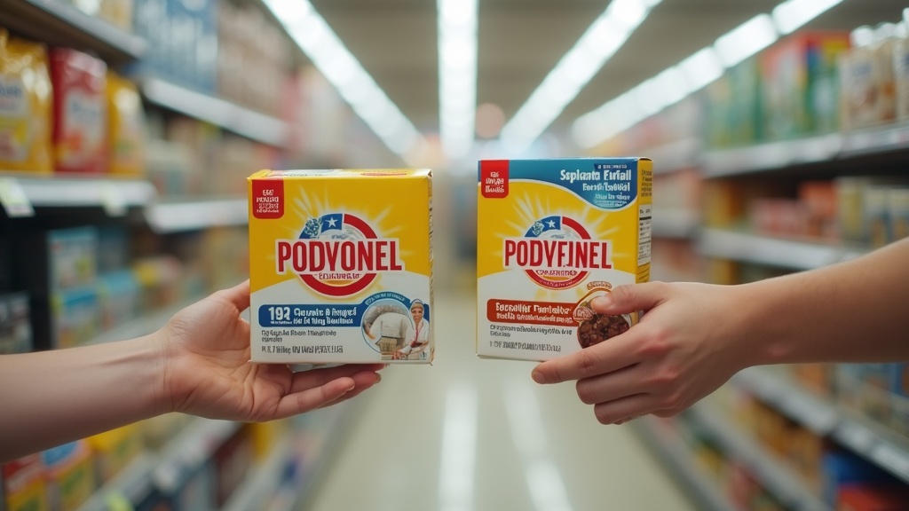 shopper comparing two products on a store shelf while checking for rebate scam red flags