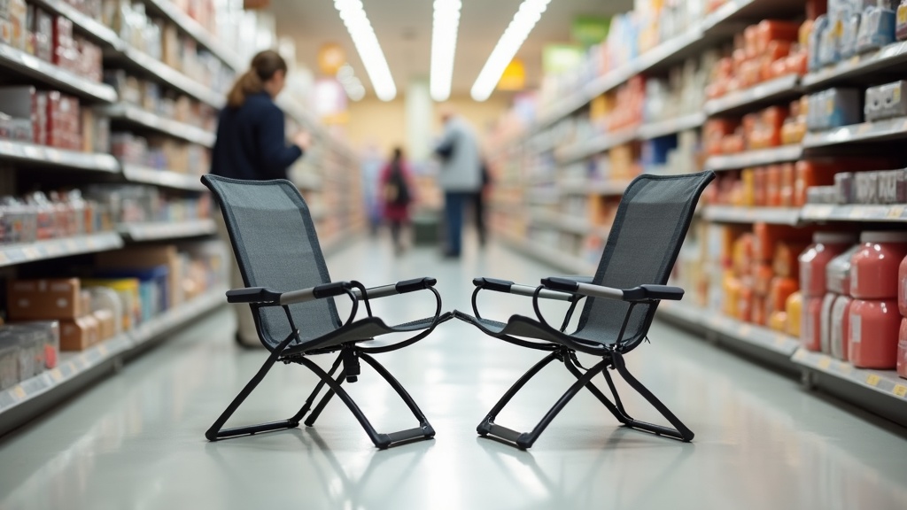 Shopper comparing outdoor furniture materials and frames while shopping for patio furniture deals