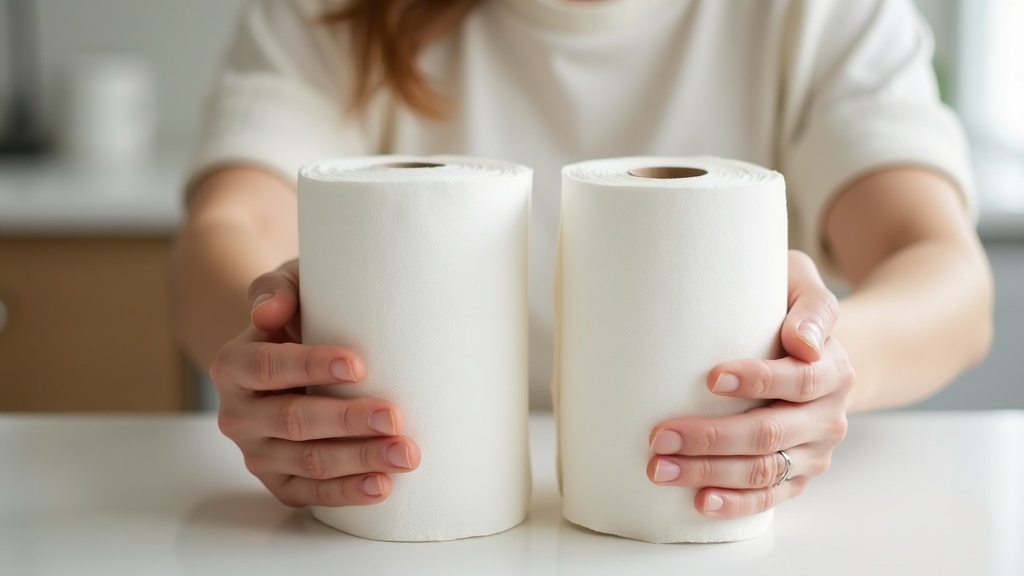Comparing generic and name-brand paper towels by texture and thickness before buying