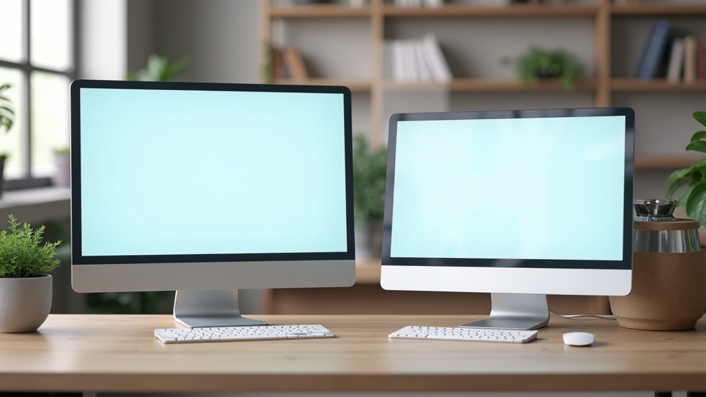 Two monitors of different sizes side by side illustrating monitor size comparison