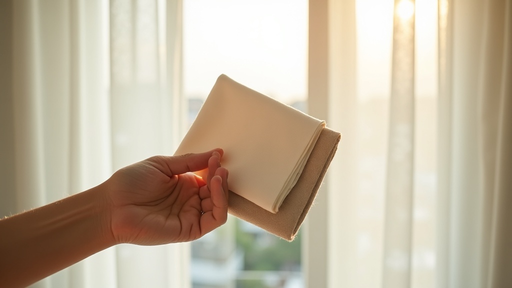 Comparing thick blackout fabric versus sheer curtain fabric to block heat and light