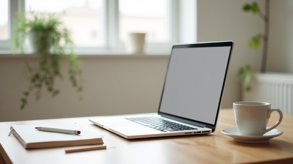 Person setting up a laptop for everyday use on a home desk