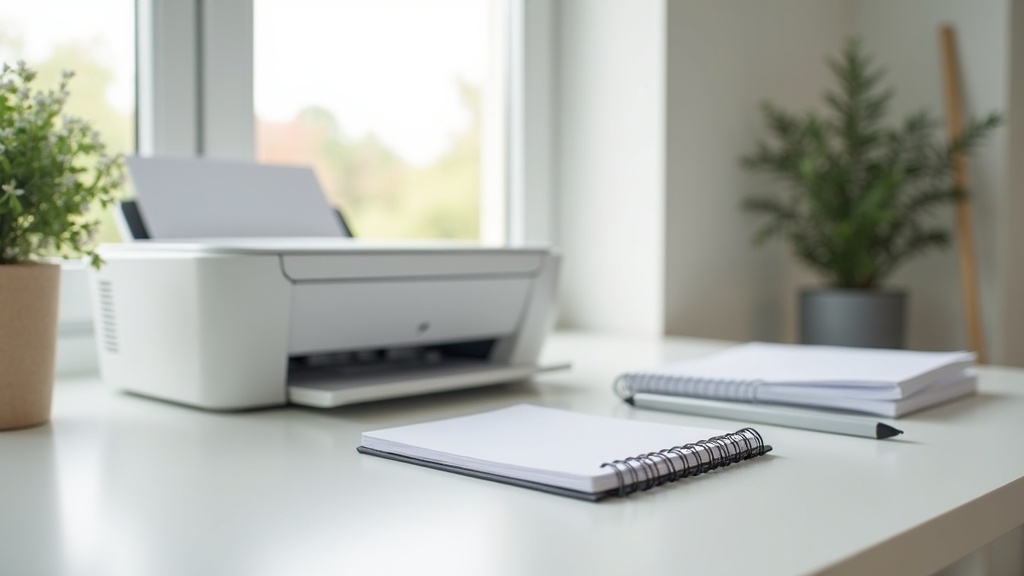 Home printer setup on a desk illustrating what matters when buying a printer for home use