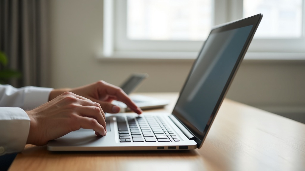 Person inspecting a refurbished laptop before buying to check its condition