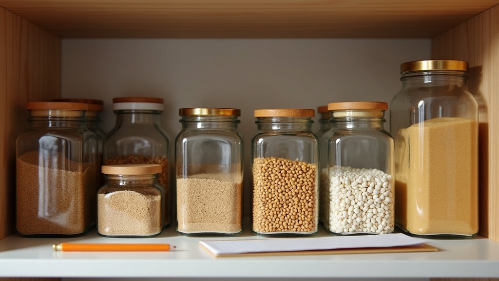 Organized pantry shelves supporting a grocery budgeting and meal planning routine