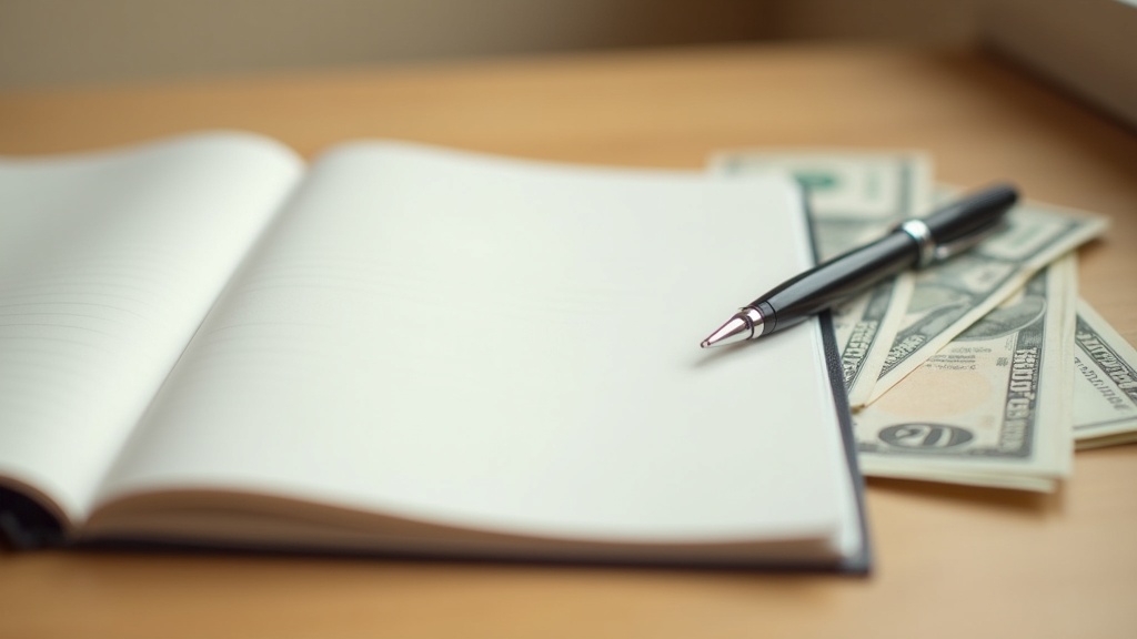 Budget notebook and bills laid out for reviewing rates before a negotiation call