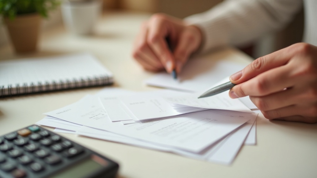 Person organizing coupons and a budget notebook while planning store sale stacking strategy
