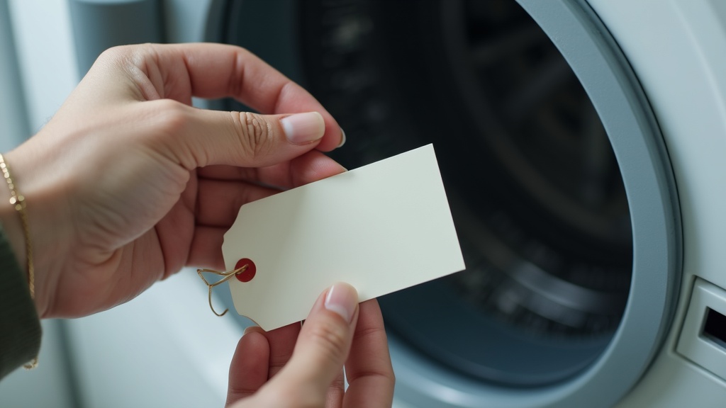 Close-up of hands checking the drum of a used washing machine for wear before purchase